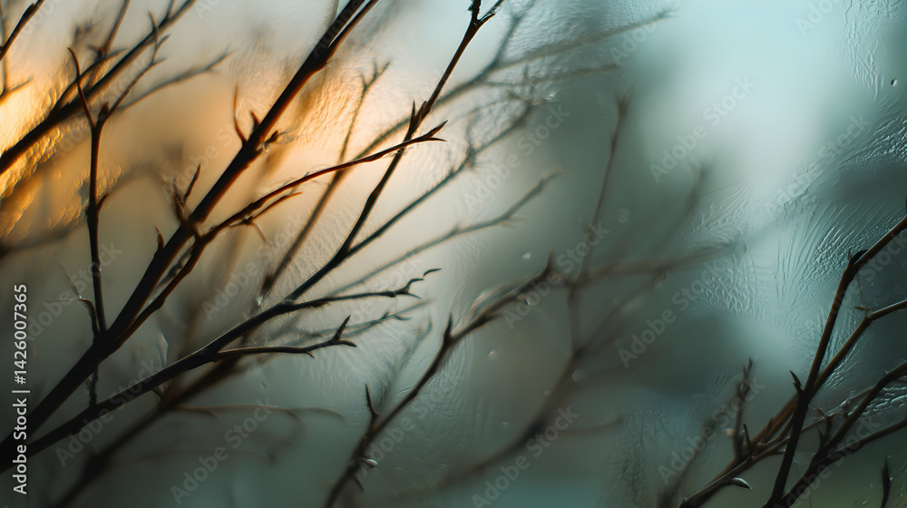 Obraz premium Branches silhouetted against a muted, textured surface create an intriguing, natural abstract