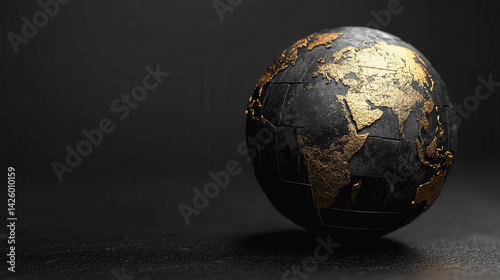 Elegant black and gold globe representing the global financial landscape and the impact of financial globalization