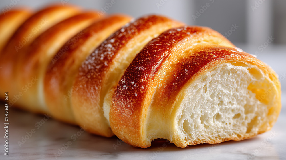Close-Up View Of Sliced Golden Crust Bread Loaf Close-Up View Of Sliced Golden Crust Bread Loaf