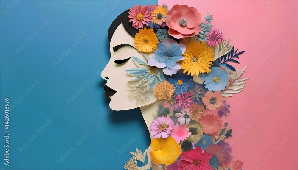 Abstract Artistic Expression A Collage of Feminine Profiles, Blending Modern Techniques and Vibrant Colors in an Energetic Exploration of Contemporary Artistic Sensibilities.