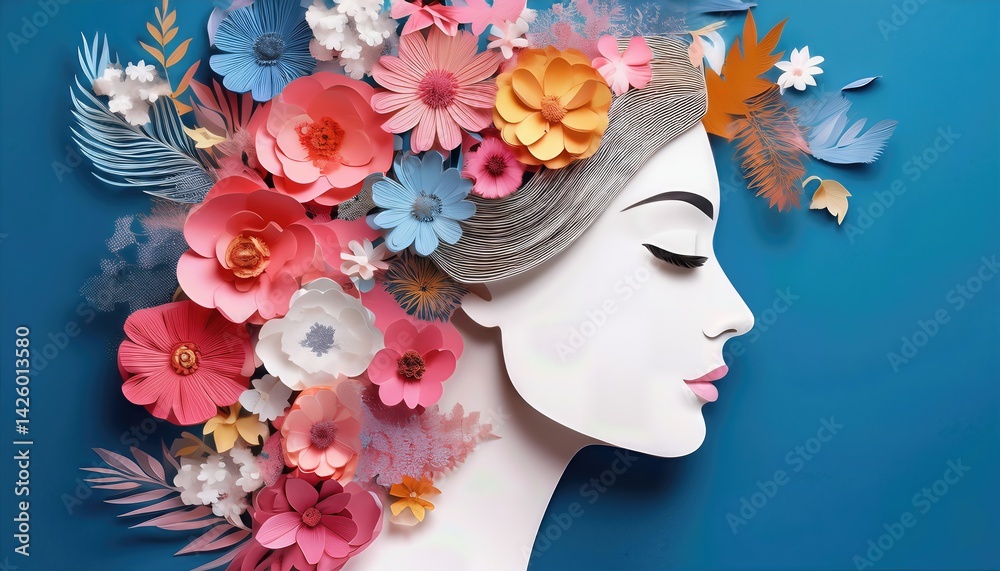 Revolutionary AICrafted Abstract Art A Mosaic of Femininity in a Dynamic Modern Landscape, Blending Paper Collage Techniques with CuttingEdge Technology for a Striking Visual Experience.