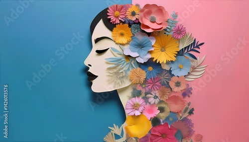 Obraz na płótnie Abstract Artistic Expression A Collage of Feminine Profiles, Blending Modern Techniques and Vibrant Colors in an Energetic Exploration of Contemporary Artistic Sensibilities. w salonie