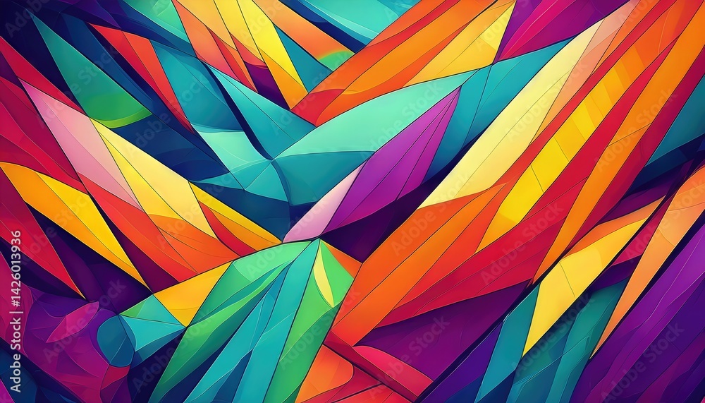 Vibrant Geometric Dreamscape A Symphony of Colors Dancing Across a Kaleidoscopic Canvas, Featuring an Intricate Play of Shapes and Textures, Expressing the Fusion of Artificial Intelligence and
