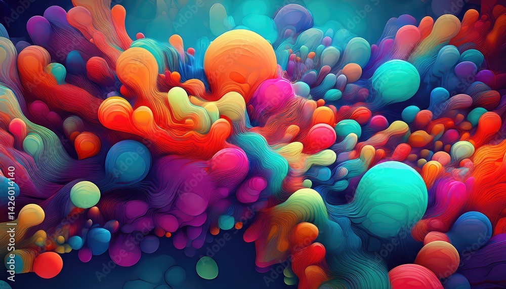 Vibrant Abstract Futurism A Dazzling Spectacle of Multihued Blobs in a Denser Than Dense Dimension, Illustrating the Power and Promise of Generative AI.