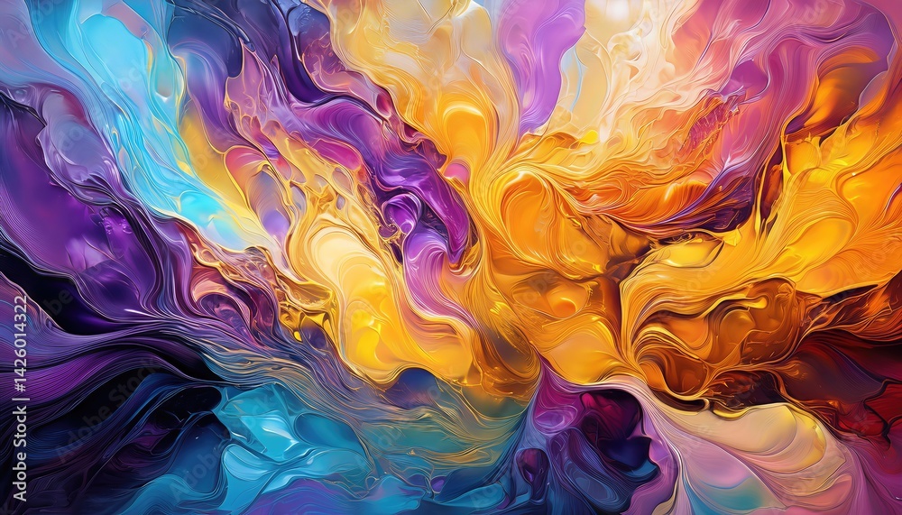 Vibrant Abstract Oil Illustration Showcasing the Power of Artificial Intelligence, Swirling with Rich Textures and Striking Colors in a Fusion of Modern and Impressionistic Elements.