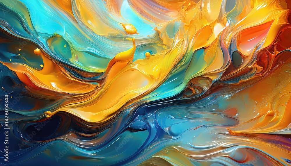 Abstract Oil Illustration Swirling Hues of Modernity in a Generative AI Masterpiece, Emanating an Ethereal Aura of Infinite Creativity and Technological Innovation