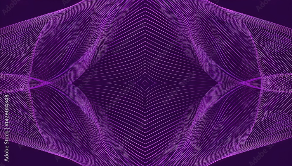 Striking Geometric Symmetry in Abstract Art Purple Curves Converge in a Captivating Visual Harmony, Embracing the Aesthetics of CuttingEdge Technology and Modern Minimalism.