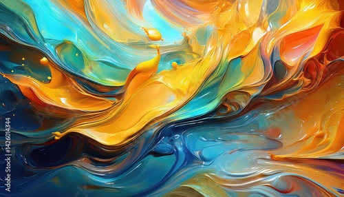Abstract Oil Illustration Swirling Hues of Modernity in a Generative AI Masterpiece, Emanating an Ethereal Aura of Infinite Creativity and Technological Innovation