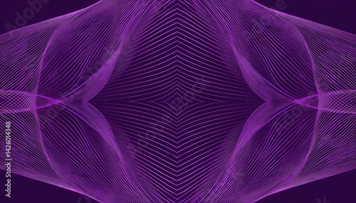 Obraz na płótnie Striking Geometric Symmetry in Abstract Art Purple Curves Converge in a Captivating Visual Harmony, Embracing the Aesthetics of CuttingEdge Technology and Modern Minimalism. w salonie