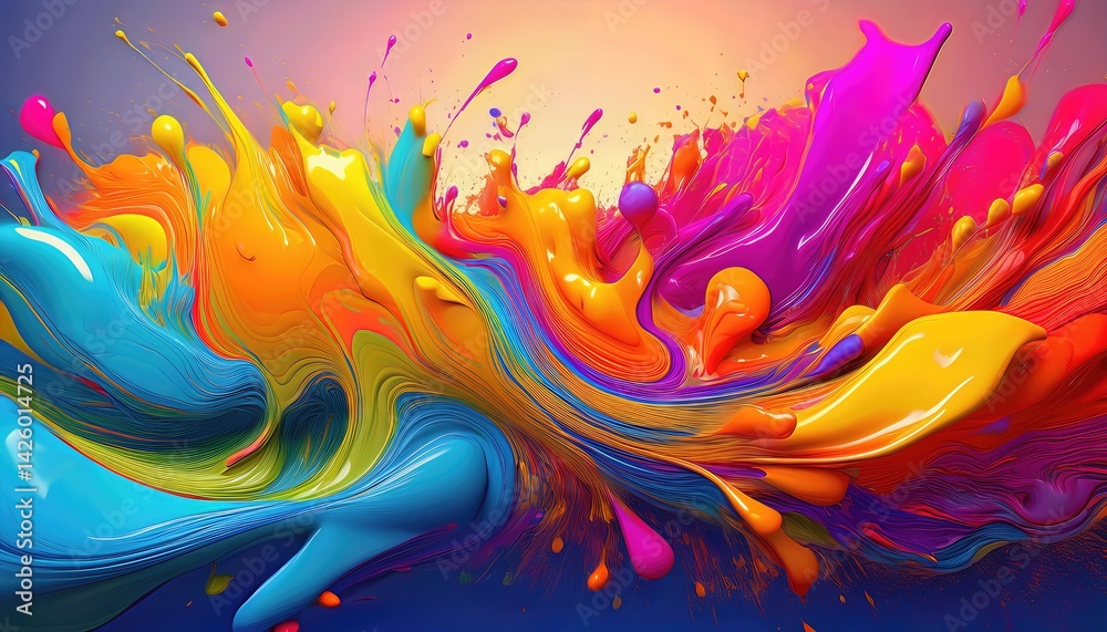 Vibrant Gradient Canvas Abstract Artwork Fusing Brilliant Colors and Bold Textures, Energetically Exploring the Interplay of Hues and Form