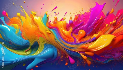 Obraz na płótnie Vibrant Gradient Canvas Abstract Artwork Fusing Brilliant Colors and Bold Textures, Energetically Exploring the Interplay of Hues and Form w salonie