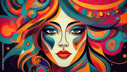 Obraz na płótnie Vibrant Abstract Art Portrait with Stunning Vibrant Shapes A Spectacular Masterpiece of Generative AI, Featuring Bold Colors and Intricate Patterns, Perfect for Digital Art, Home Decor, or w salonie