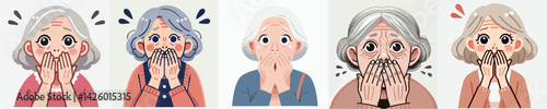 set vector people panic with anxious expression