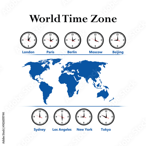 World time Zone Illustration vector based drawing on white background vol 01
