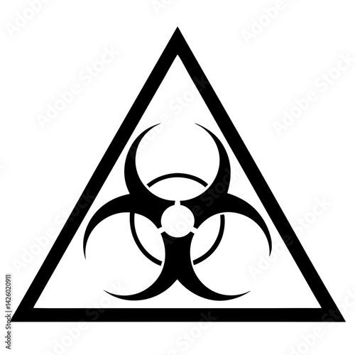 Biohazard Symbol Warning Sign In Black And White Minimalist Design Element