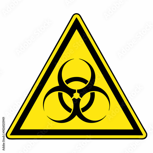 Biohazard Symbol In Yellow Triangle Warning Sign Danger Awareness Illustration
