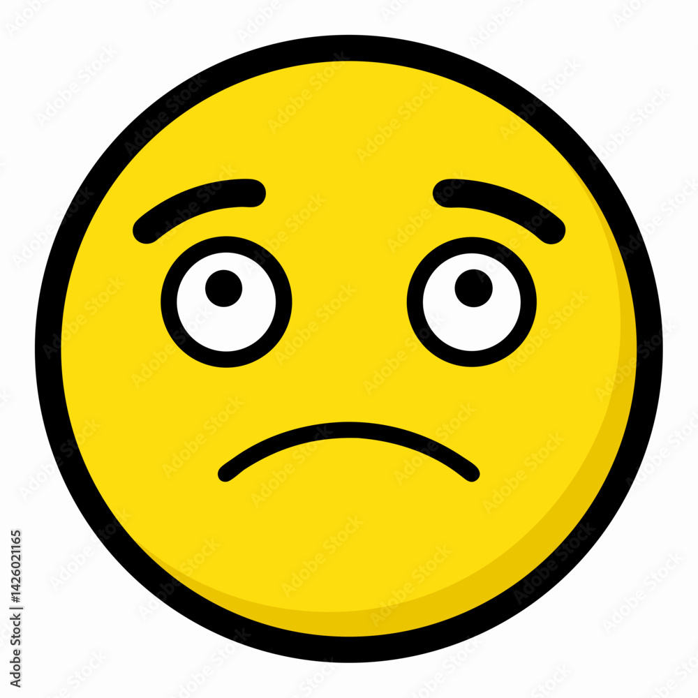 Fototapeta premium Contemplative Emoji With Raised Eyes In Flat Vector Illustration Style