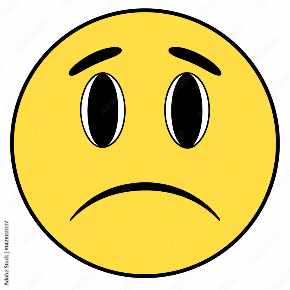 Fototapeta premium Sad Emoji Face Graphic Illustration Symbolizing Disappointment And Unhappiness Expression Vector Art