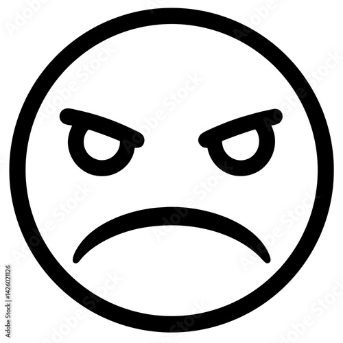 Angry Face Emoji Icon Vector Graphic Illustration Black And White