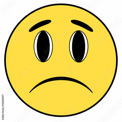 Sad Emoji Face Graphic Illustration Symbolizing Disappointment And Unhappiness Expression Vector Art