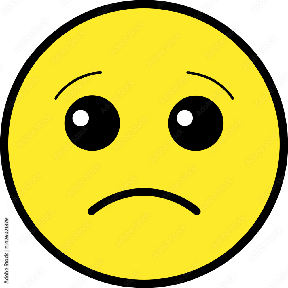Fototapeta premium Sad Emoji Isolated On White Background For Digital Communication And Expressions