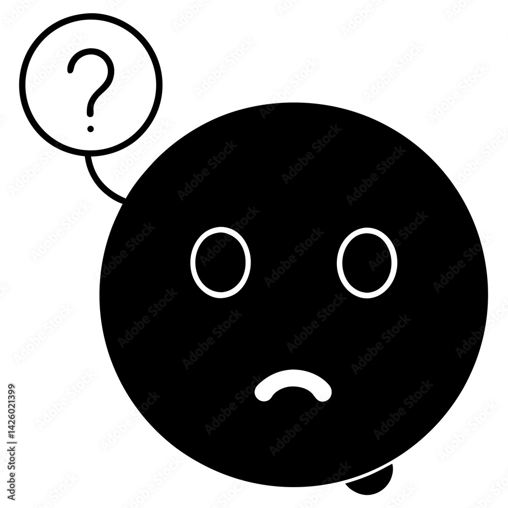 Fototapeta premium Puzzled Face With Question Mark Creative Graphic Design Illustration Concept