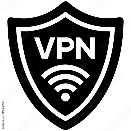 Vpn Shield Icon With Wireless Signal Security Network Connection Protection