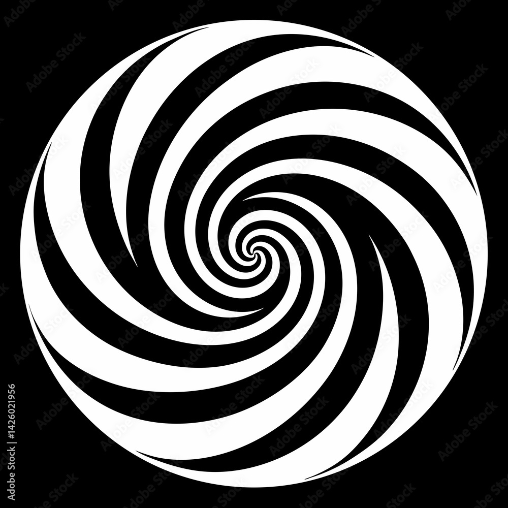 Fototapeta premium Abstract Black And White Spiral Optical Illusion Background For Design