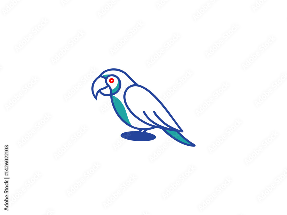 Obraz premium Colorful Parrot Illustration for Design Projects , A simple, stylized illustration of a parrot, perfect for use in various design projects.