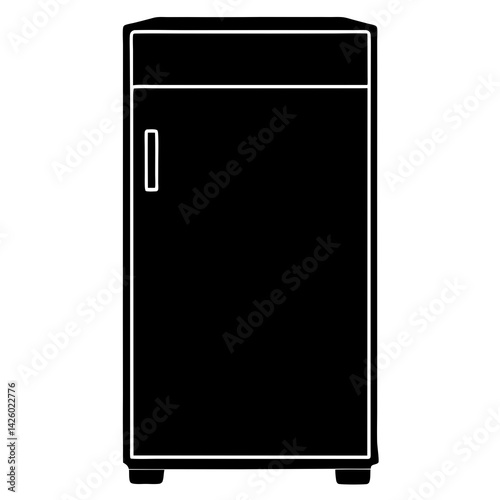 Minimalist Black Refrigerator Illustration Modern Design Sleek Appliance With White Outline