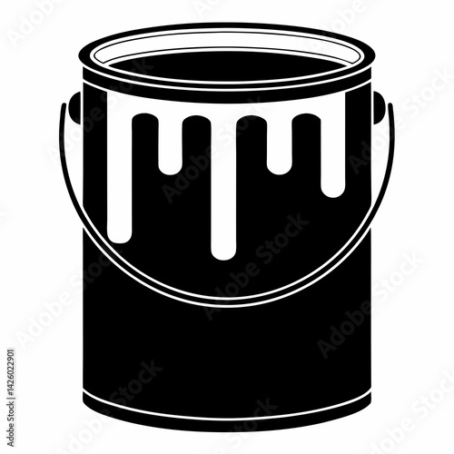 Black And White Paint Can With Dripping White Paint Design Illustration