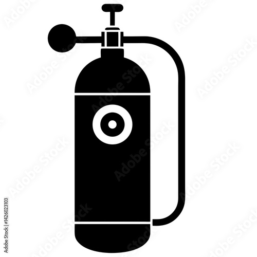Black Silhouette Of Diving Cylinder Oxygen Tank Icon Vector Illustration