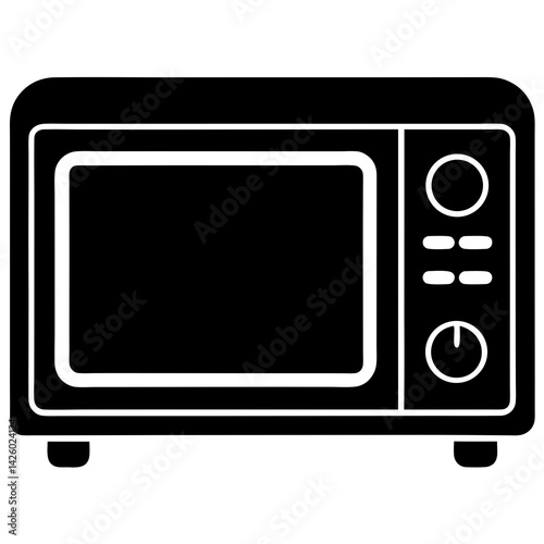 Black And White Icon Of A Modern Microwave Oven For Kitchen Use