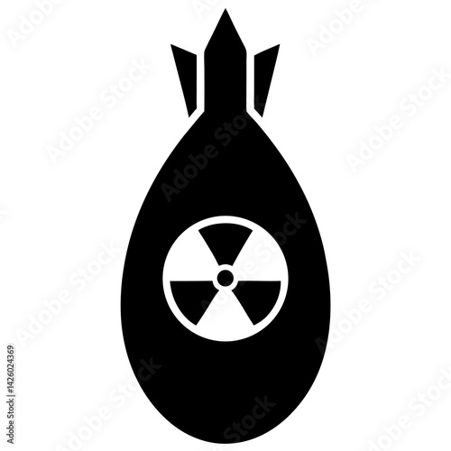 Black And White Nuclear Bomb Vector Illustration With Radiation Symbol Design