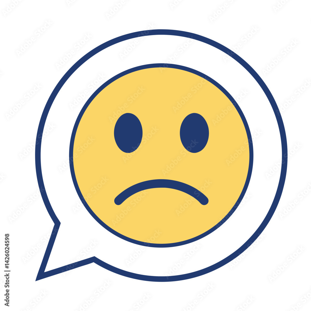 Fototapeta premium Sad Expression In Speech Bubble Vector Illustration For Emotions And Communication