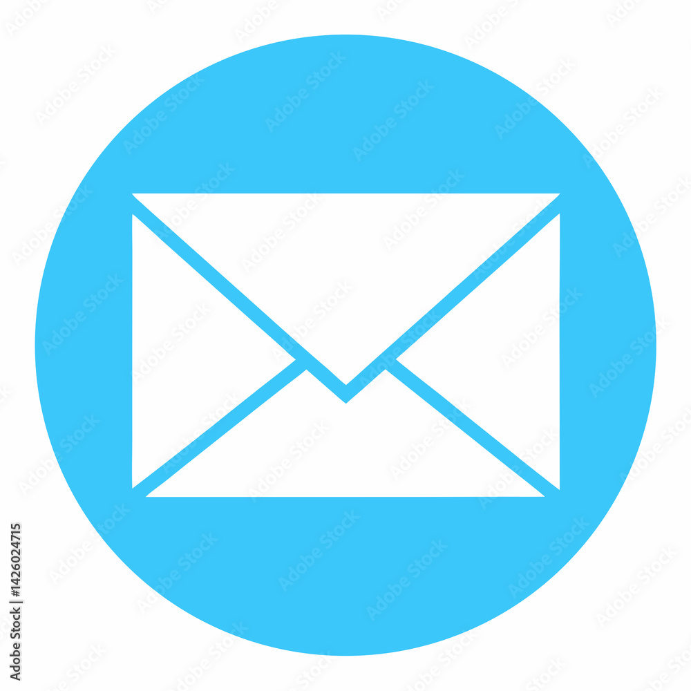 Email Symbol Isolated On Blue Circle Button For Communication Concept Design Email Symbol Isolated On Blue Circle Button For Communication Concept Design
