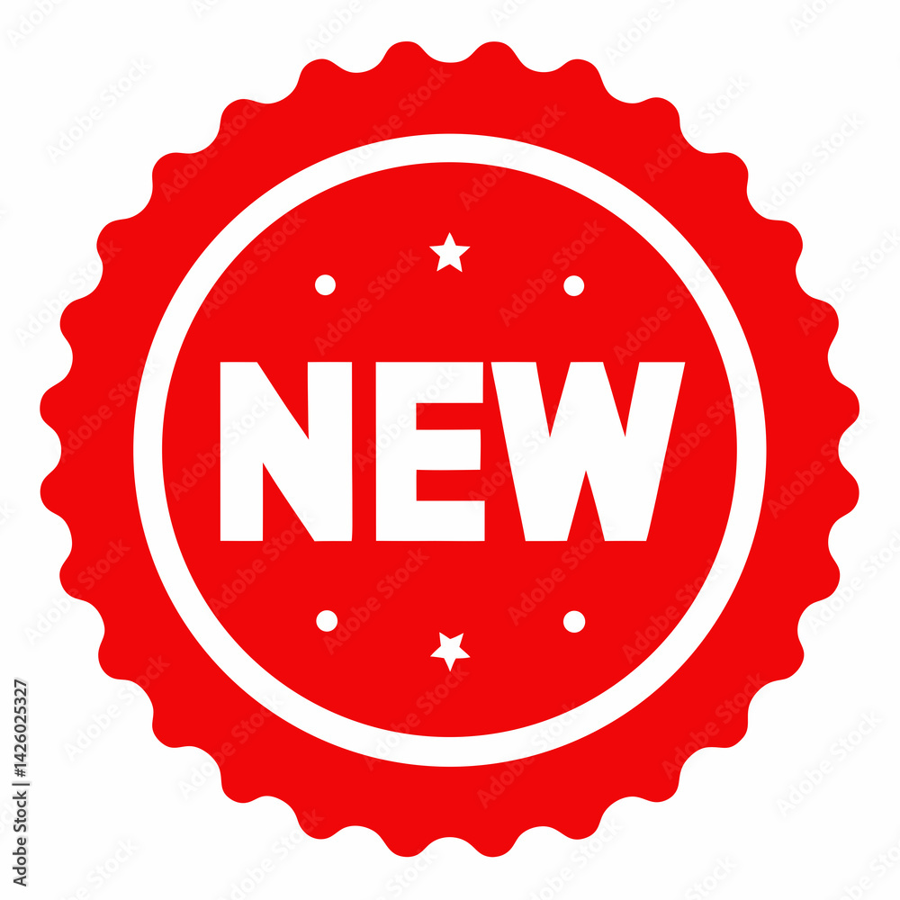 New Product Badge Icon In Red And White Colors With Star Details New Product Badge Icon In Red And White Colors With Star Details
