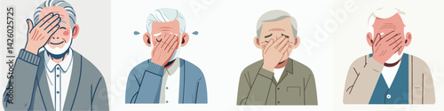 set vector people embarrassed with Hands covering cheeks