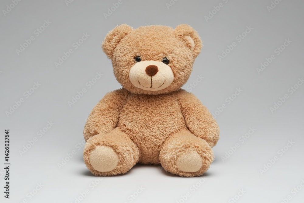 Soft teddy bear sitting on a plain background evoking a sense of warmth and comfort for children and collectors Soft teddy bear sitting on a plain background evoking a sense of warmth and comfort for children and collectors