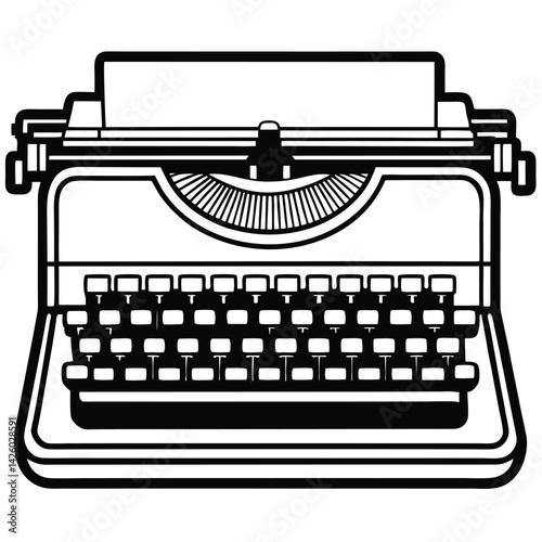 vintage typewriter isolated on white