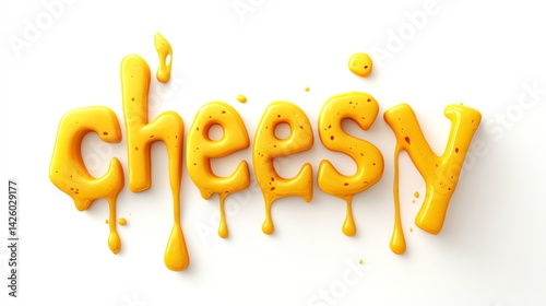 Melted Cheese Letters Spell Cheesy Delicious Creamy Gooey Yummy Text