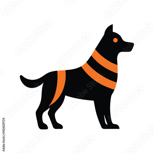 Striped Dog Halloween Silhouette.
