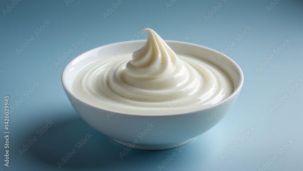 Top view of yogurt and cheese in a bowl with sour and white curd, perfect for dip and spread Top view of yogurt and cheese in a bowl with sour and white curd, perfect for dip and spread