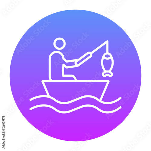 Fisherman In a boat Icon