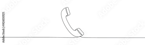 Phone continuous one line drawing. Telephone call, contact us symbol. Vector illustration.