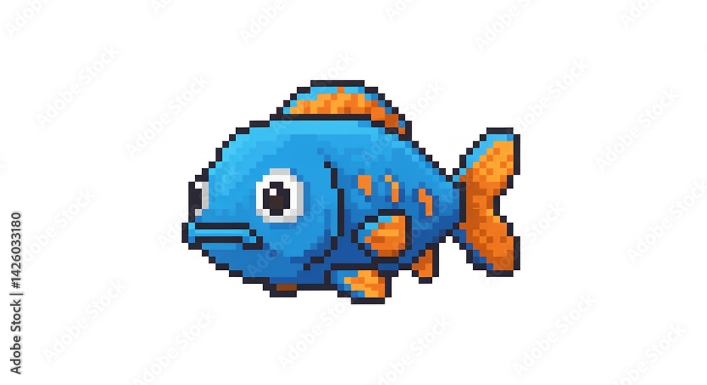 Naklejka premium Pixelated blue fish graphic design