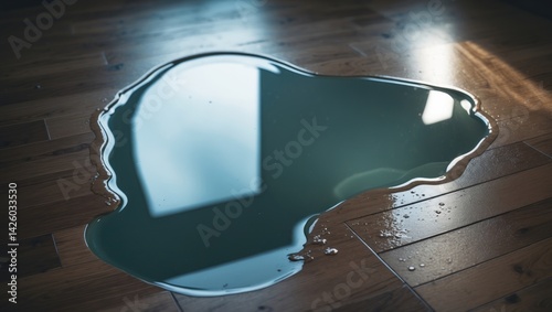 Leakage causing water puddle on laminate floor