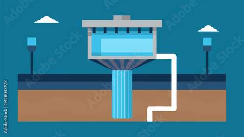 The systems water intake point with a filter screen to prevent debris from entering the system.. Vector illustration
