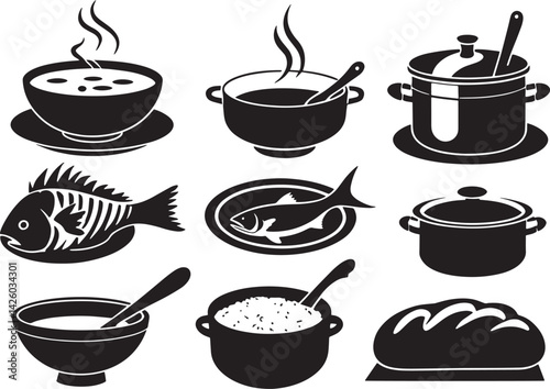 vector set of kitchen utensils