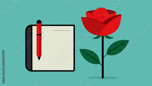 A single red rose representing the Stoic notion of finding beauty and joy in the present moment.. Vector illustration